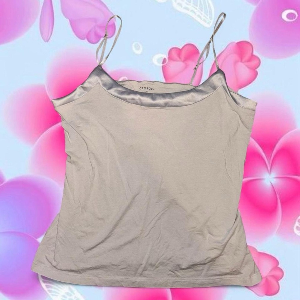 vintage y2k satin trim cami - george, sz lg. no flaws!